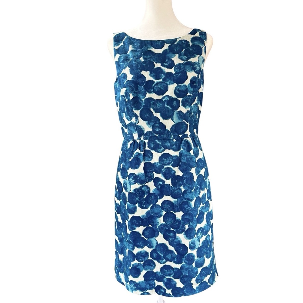 Tabitha Anthropologie Watercolor Blue Sheath Dress Women 4 Sleeveless Artsy